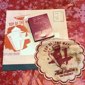 Vintage top of the mark Nob Hill, San Francisco postcard, fold out map, matchboo